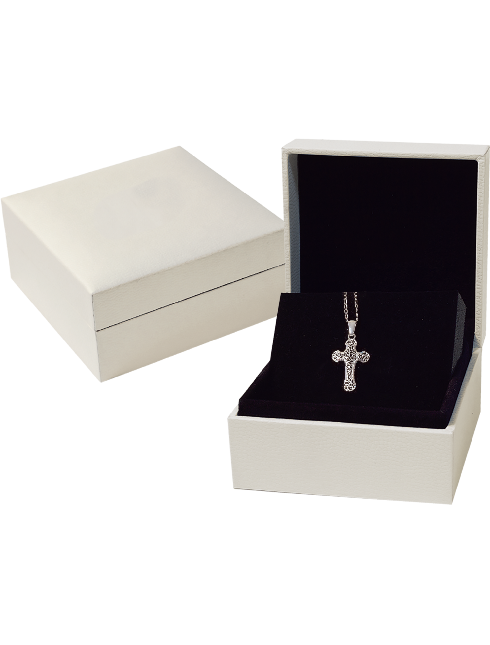 Collana con Crocetta Traforata in Argento con Astuccio