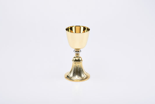 Calice in Ottone Dorato con Base in Fusione Altezza 18 Centimetri