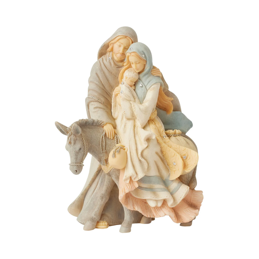 Statuetta Foundations Sacra Famiglia con Asino 24 Centimetri