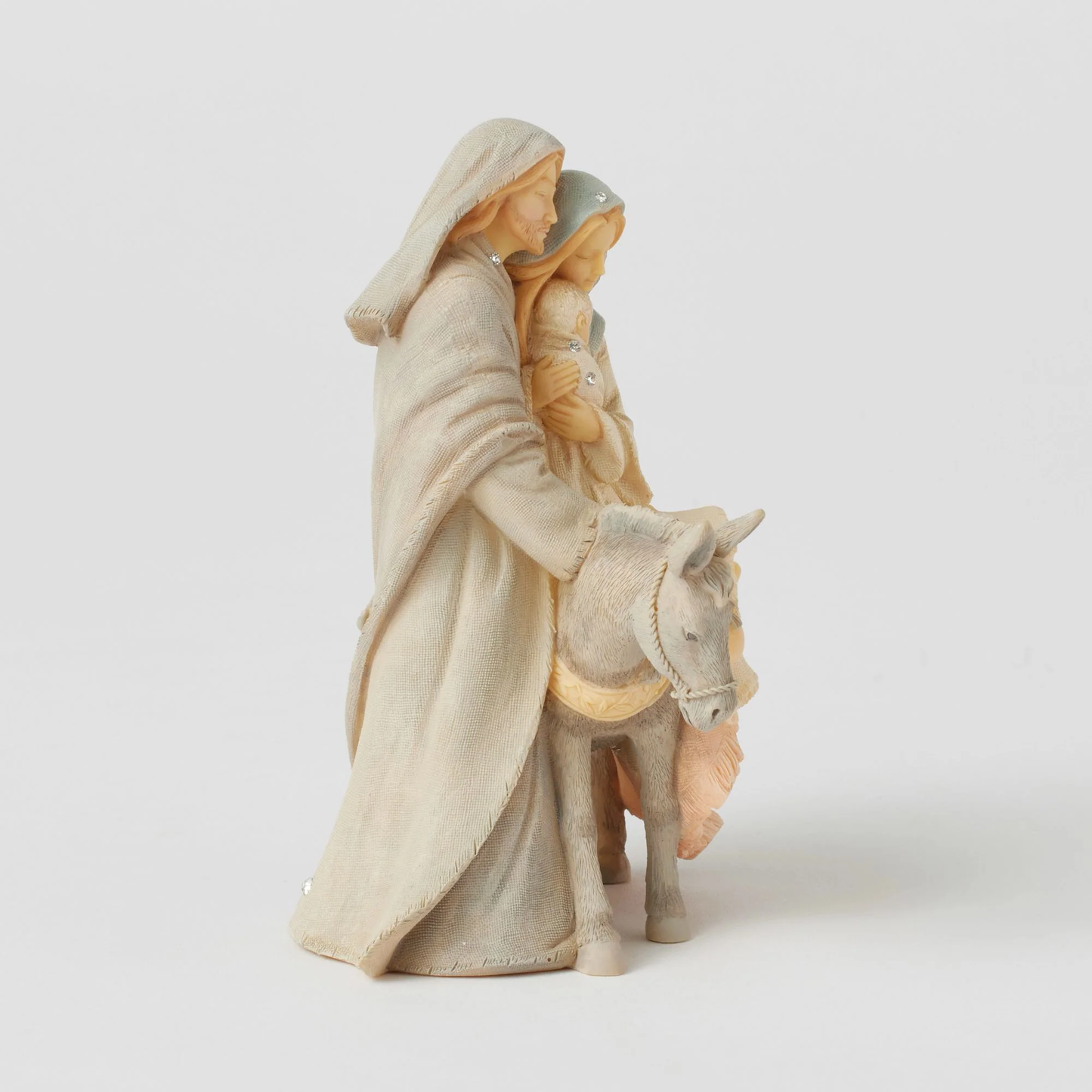 Statuetta Foundations Sacra Famiglia con Asino 24 Centimetri
