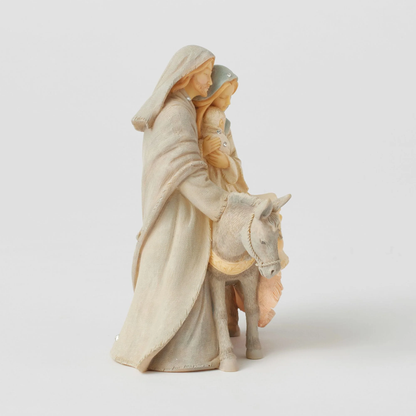 Statuetta Foundations Sacra Famiglia con Asino 24 Centimetri