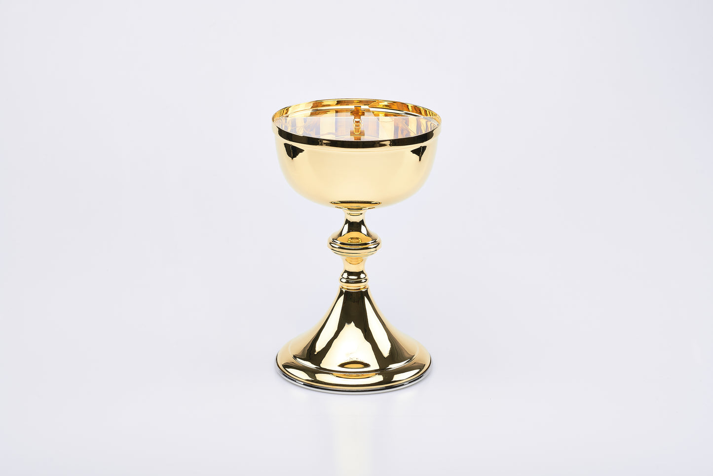 Pisside in Ottone con Coperchio Girevole in Plexiglass Altezza 24 Centimetri