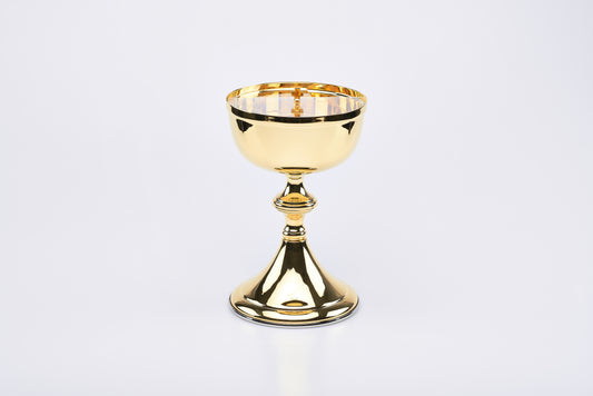 Pisside in Ottone con Coperchio Girevole in Plexiglass Altezza 24 Centimetri