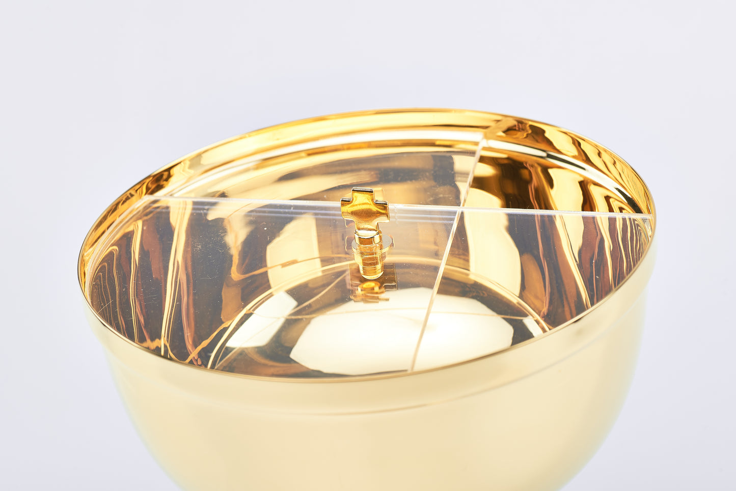 Pisside in Ottone con Coperchio Girevole in Plexiglass Altezza 24 Centimetri