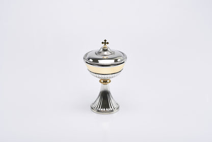 Pisside in Ottone Nichelato Altezza 17 Centimetri