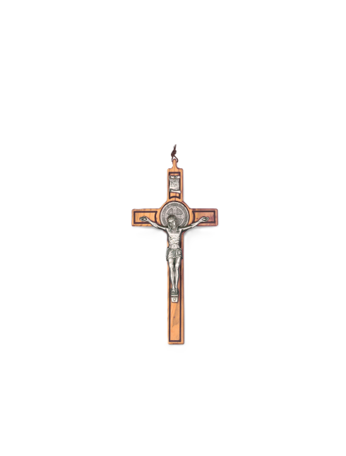 Croce di San Benedetto in Legno d'Ulivo 10 x 20 Centimetri