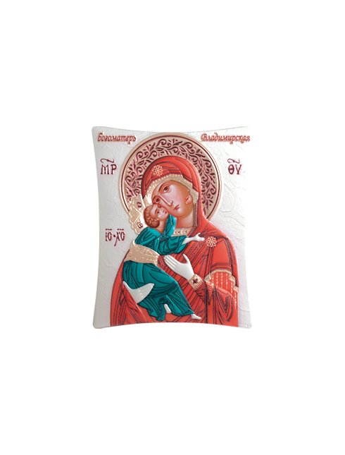 Icona Ortodossa Madonna con Bambino Quadretto in Legno e Argento