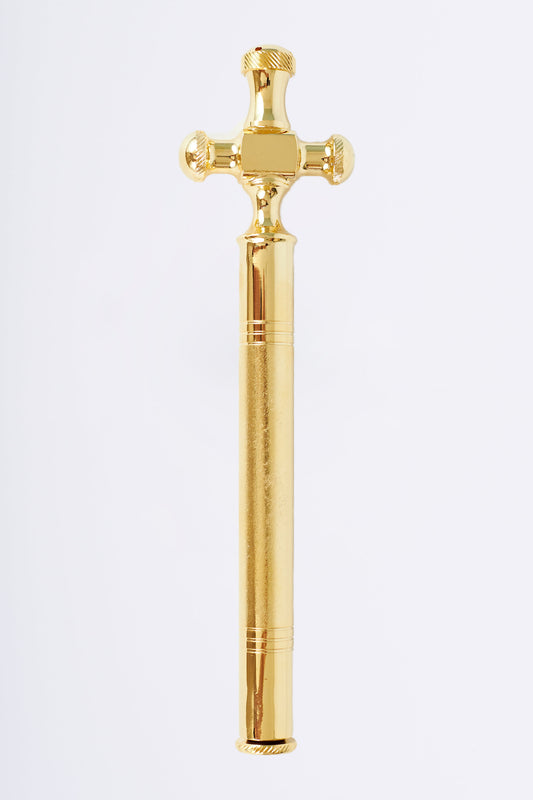 Aspersorio Croce con Custodia 20 x 5 Centimetri Dorato