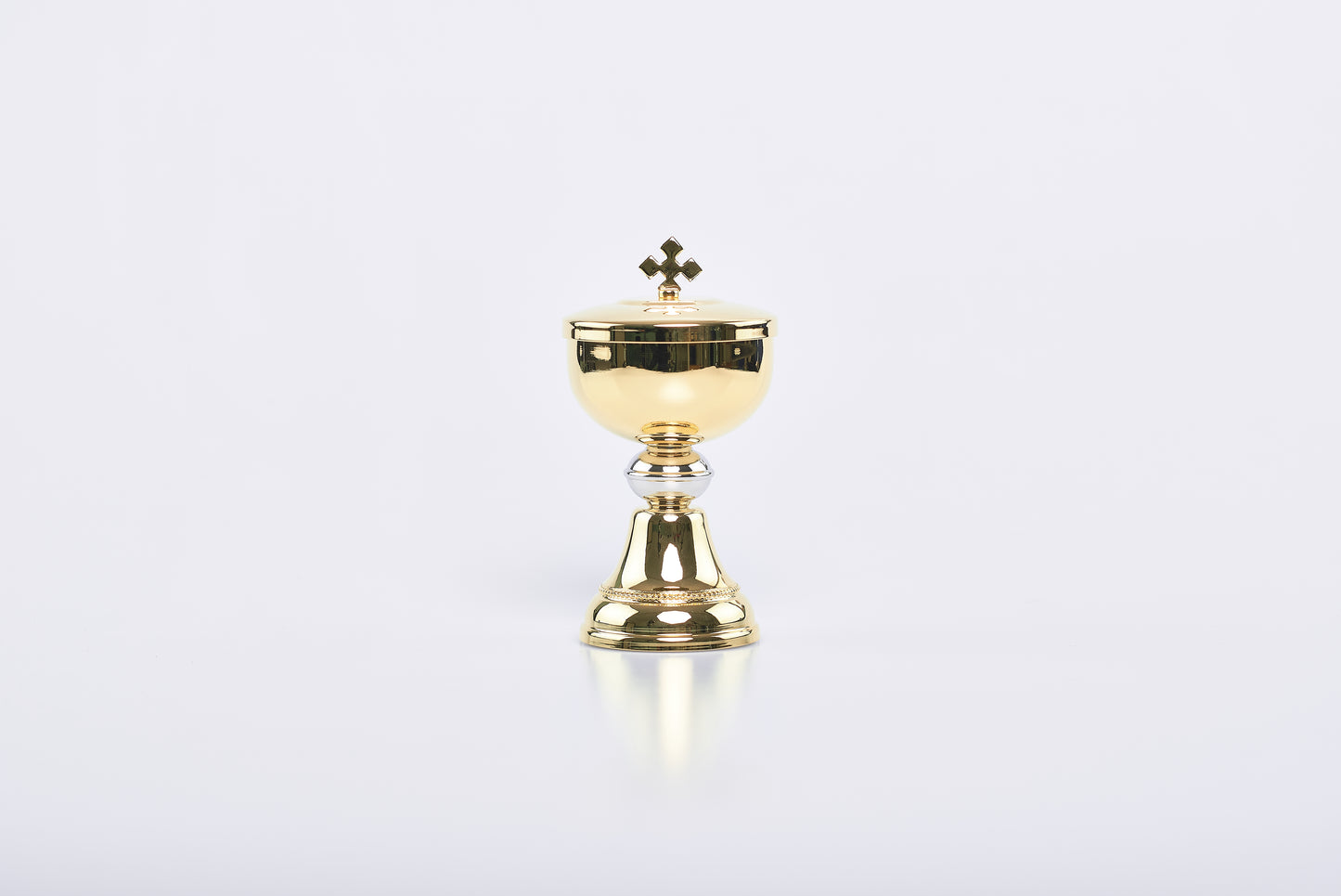 Pissidotta con Croce in Ottone Dorato Altezza 11,5 Centimetri
