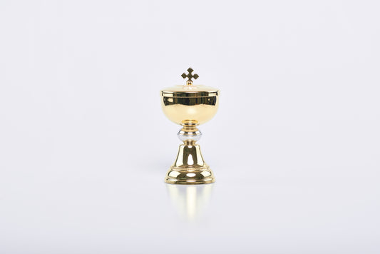 Pissidotta con Croce in Ottone Dorato Altezza 11,5 Centimetri