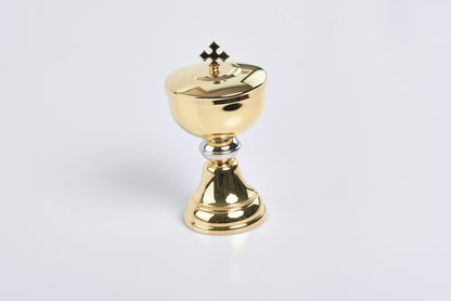Pissidotta con Croce in Ottone Dorato Altezza 11,5 Centimetri