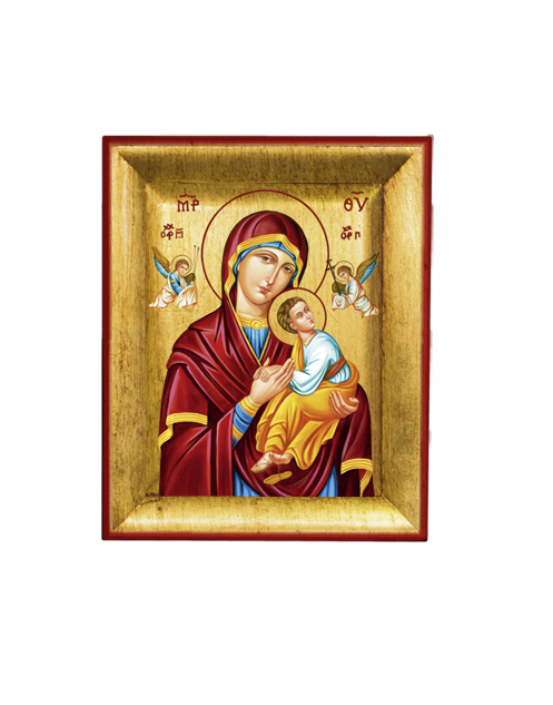 Quadretto Bizantino Madonna con Bambino Icona con Foglia Oro