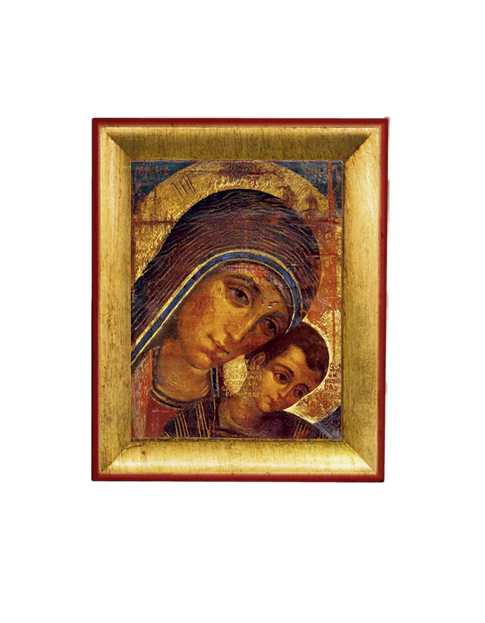 Quadretto Bizantino Madonna con Bambino Icona con Foglia Oro