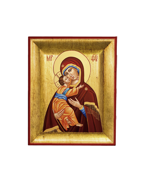 Quadretto Bizantino Madonna con Bambino Icona con Foglia Oro