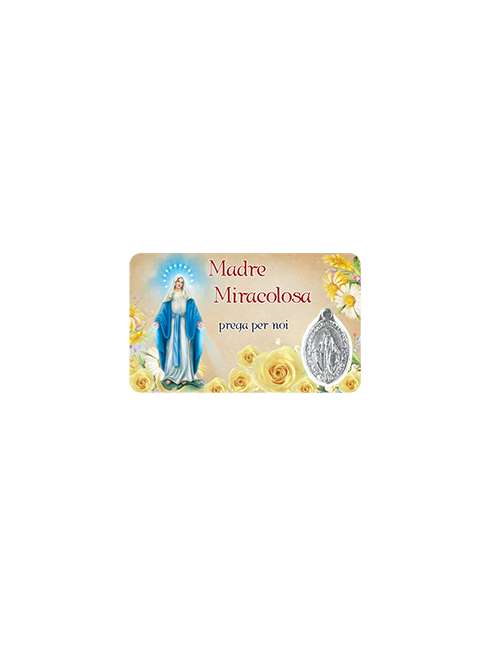 Card Plastificata Madre Miracolosa con Medaglia 8,6x5,4 cm 100 Pezzi