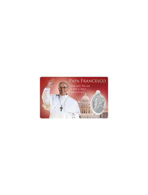 Card Plastificata Papa Francesco con Medaglia 8,6x5,4 cm 100 Pezzi