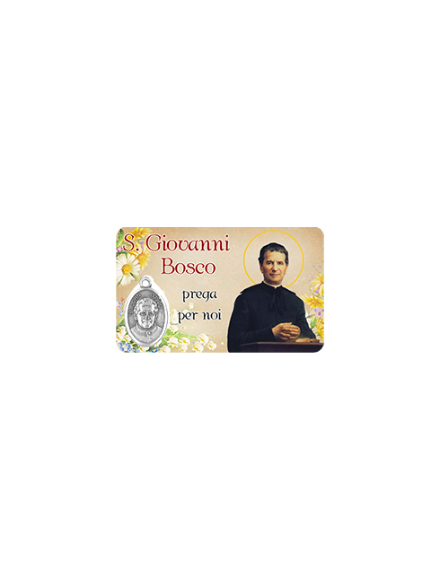 Card Plastificata San Giovanni Bosco con Medaglia 8,6x5,4 cm 100 Pezzi