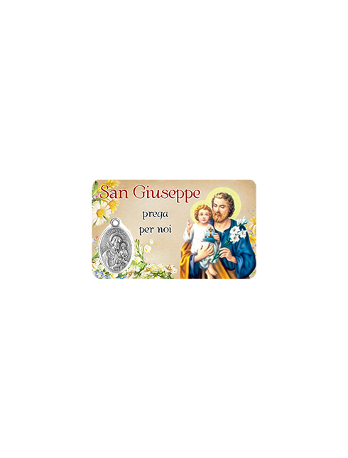 Card Plastificata San Giuseppe con Medaglia 8,6x5,4 cm 100 Pezzi