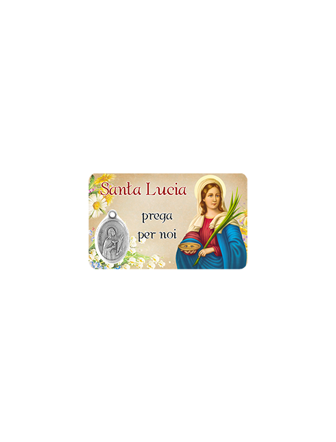 Card Plastificata Santa Lucia con Medaglia 8,6x5,4 cm 100 Pezzi