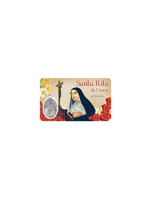 Card Plastificata Santa Rita con Medaglia 8,6x5,4 cm 100 Pezzi