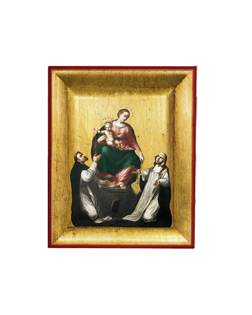 Quadretto Madonna di Pompei Icona con Foglia Oro