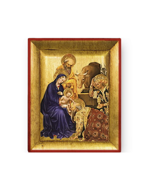 Quadretto Natività Presepe Icona con Foglia Oro