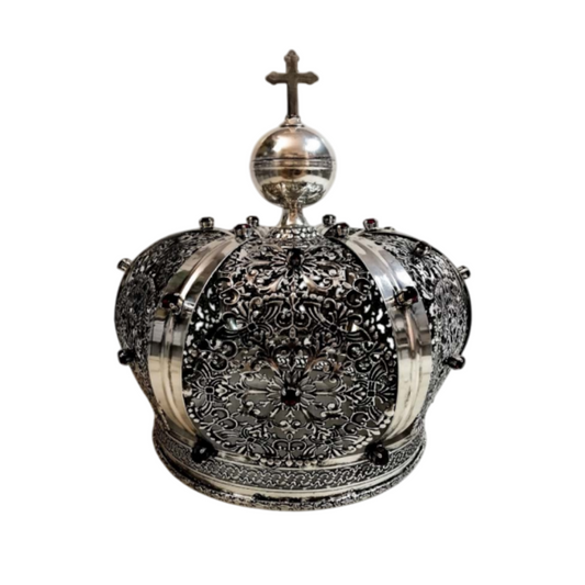 Corona Chiusa con Strass in Ottone Finitura Argentata