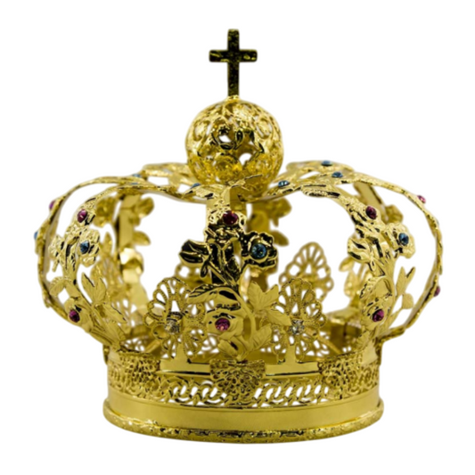 Corona Fiori Filigrana con Strass in Ottone Finitura Dorata