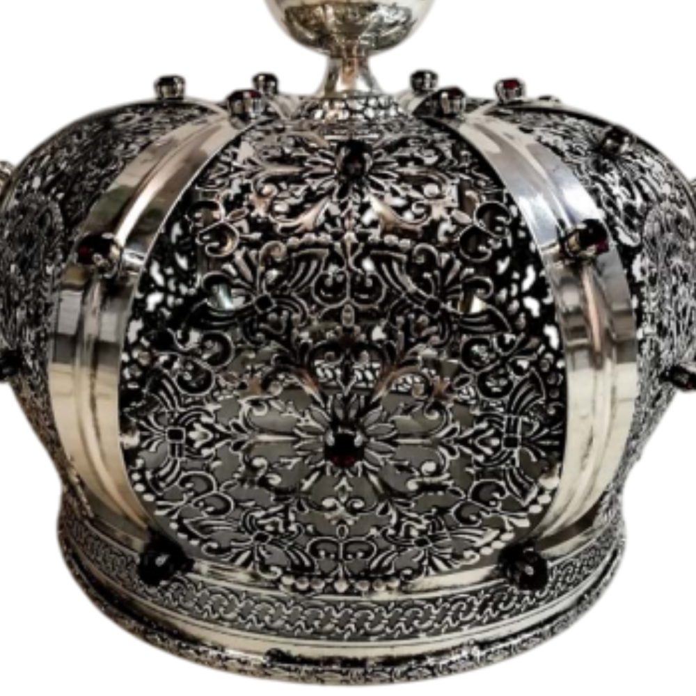 Corona Chiusa con Strass in Ottone Finitura Argentata