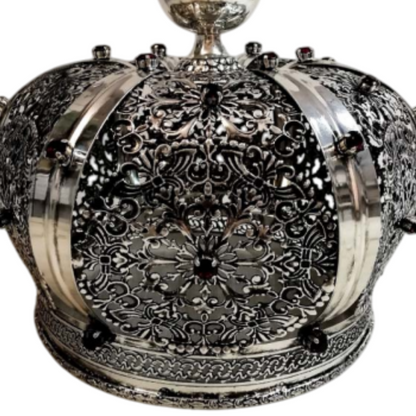 Corona Chiusa con Strass in Ottone Finitura Argentata