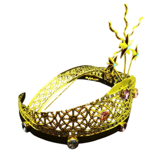 Diadema con Strass Colorati in Ottone Finitura Dorata