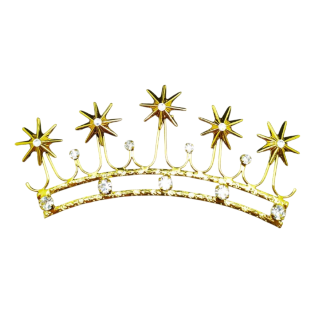 Corona Piatta con Stelle a Rilievo in Ottone Finitura Dorata