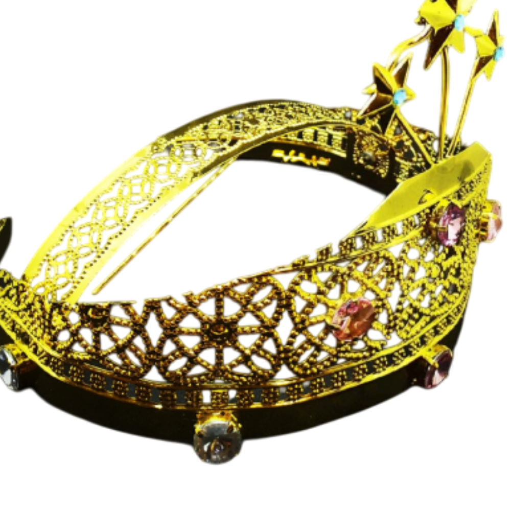 Diadema con Strass Colorati in Ottone Finitura Dorata