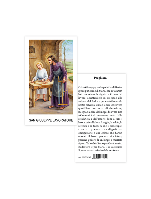 Immagine San Giuseppe Lavoratore 6x10,5 cm 100 Pezzi