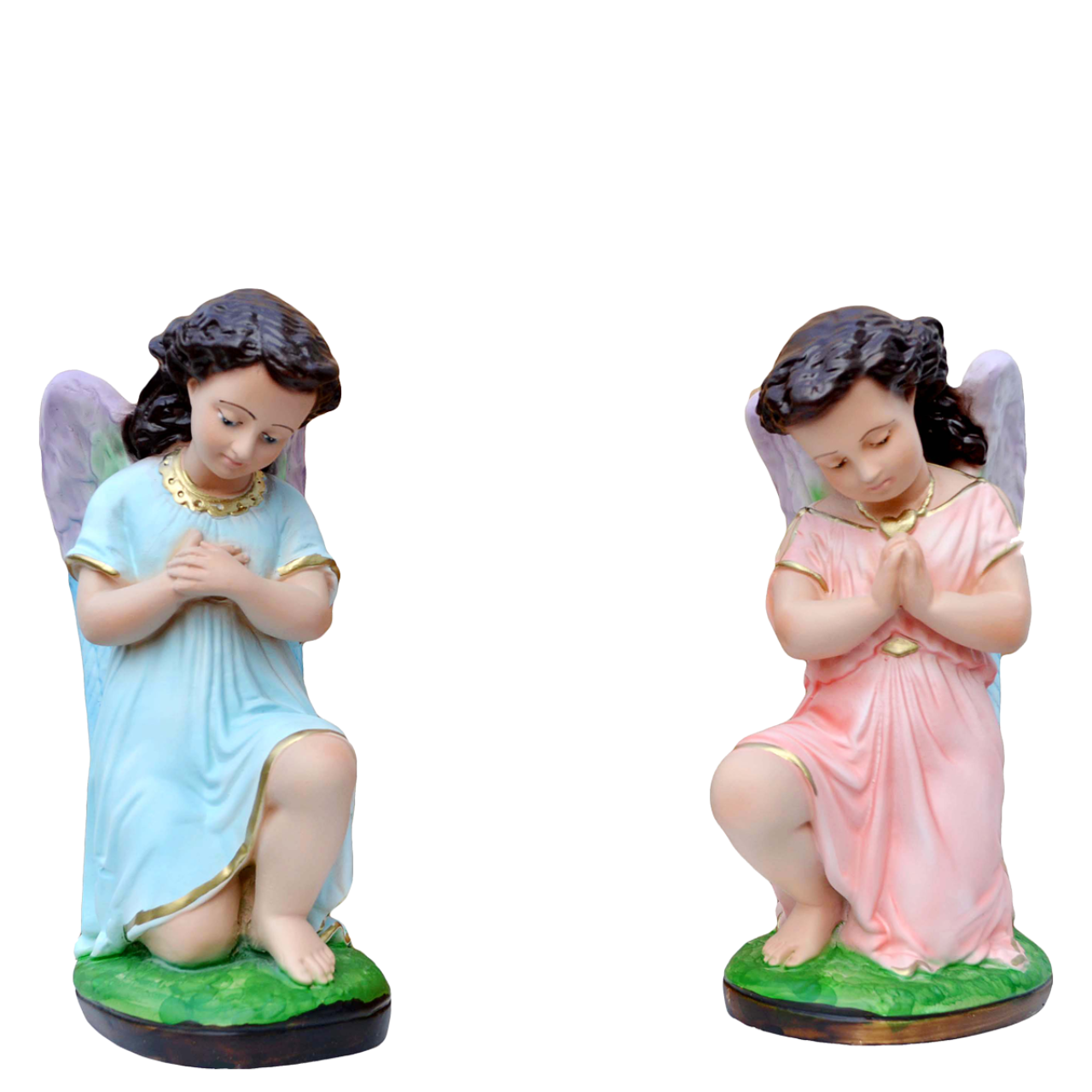 Statue Angeli in Adorazione Coppia 20 cm in Resina Piena