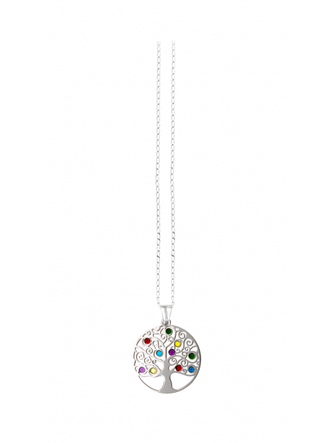 Collana Albero della Vita Grande Smaltato in Argento con Astuccio