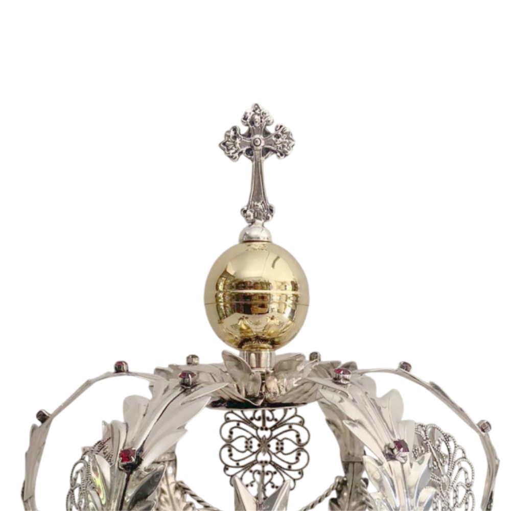 Corona Foglie Stelle e Strass in Ottone Finitura Argentata