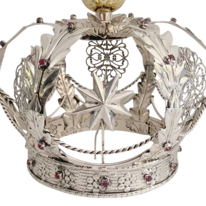 Corona Foglie Stelle e Strass in Ottone Finitura Argentata
