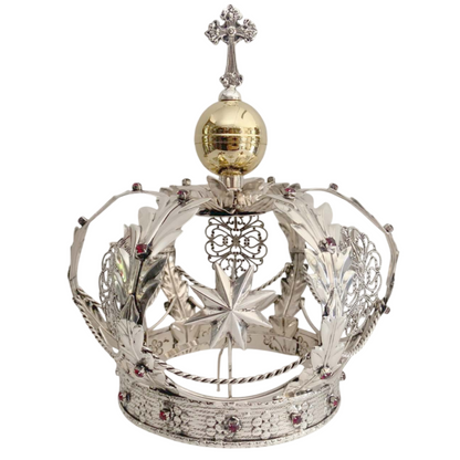 Corona Foglie Stelle e Strass in Ottone Finitura Argentata