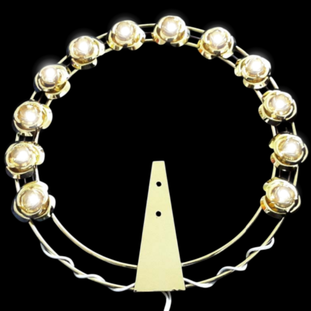 Stellario Luminoso con Rose a Led Luce Fredda in Ottone Finitura Dorata