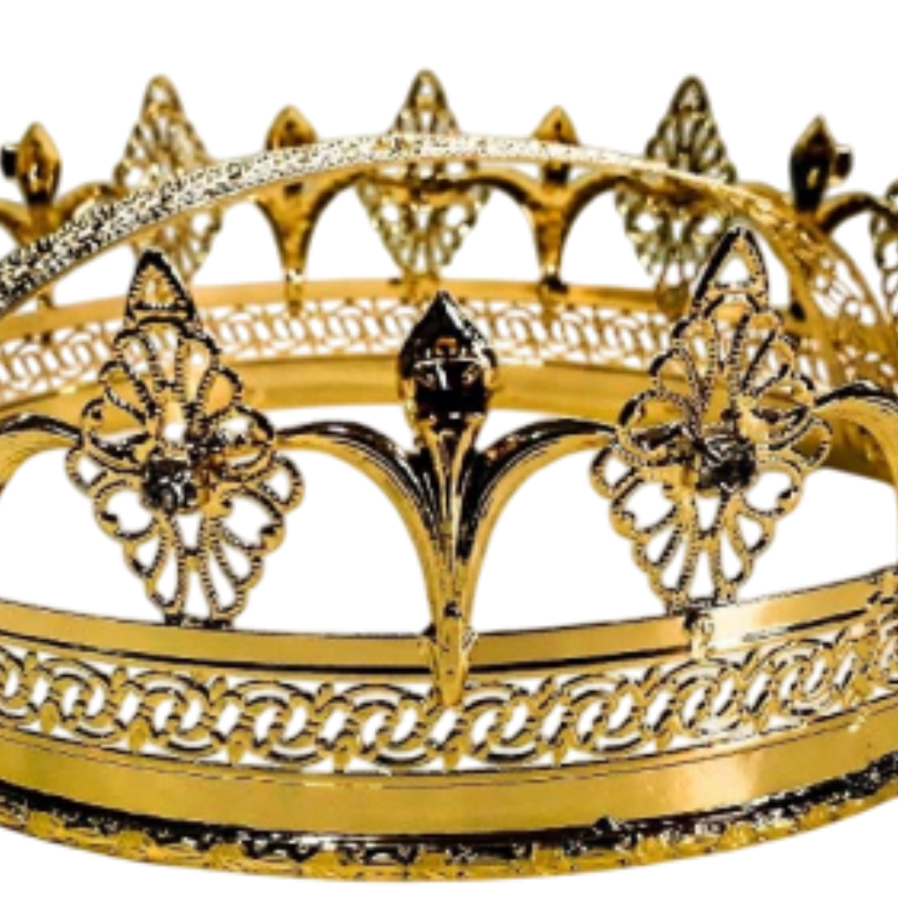 Corona Aperta con Strass e Gigli in Ottone Finitura Dorata
