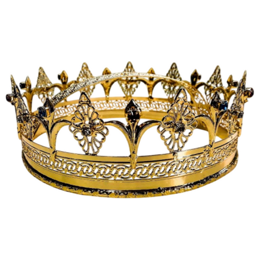 Corona Aperta con Strass e Gigli in Ottone Finitura Dorata