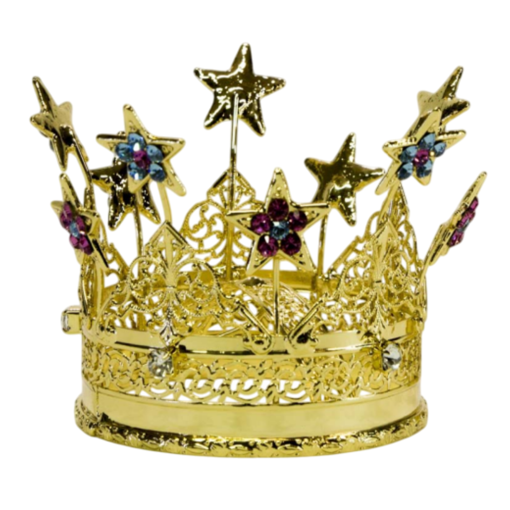 Corona Filigrana con Stelle e Strass in Ottone Finitura Dorata