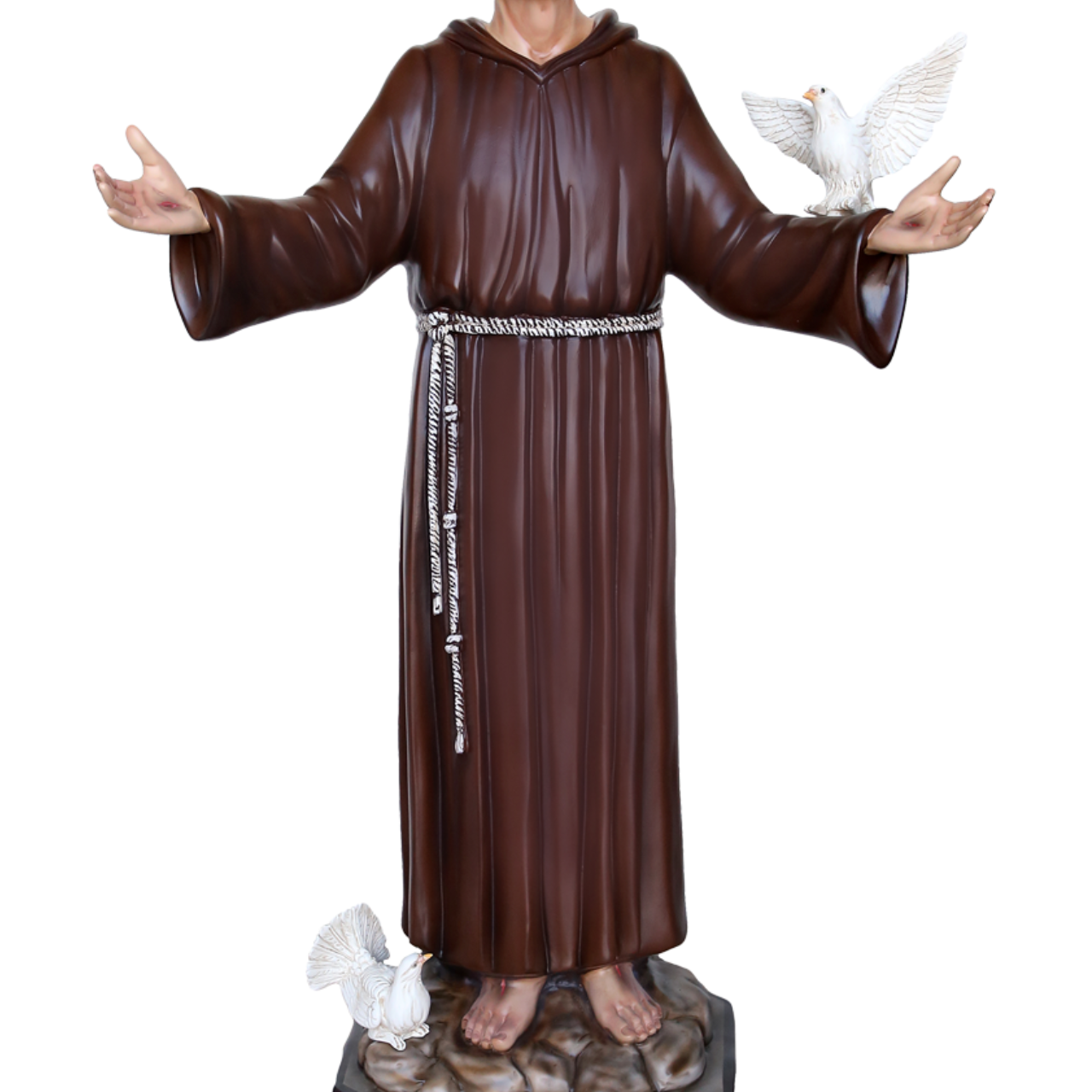 Statua San Francesco d'Assisi Braccia Aperte 130 cm in Vetroresina