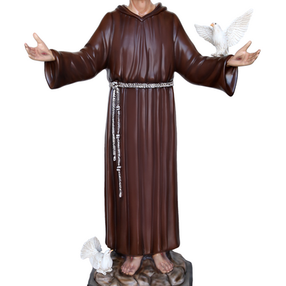 Statua San Francesco d'Assisi Braccia Aperte 130 cm in Vetroresina