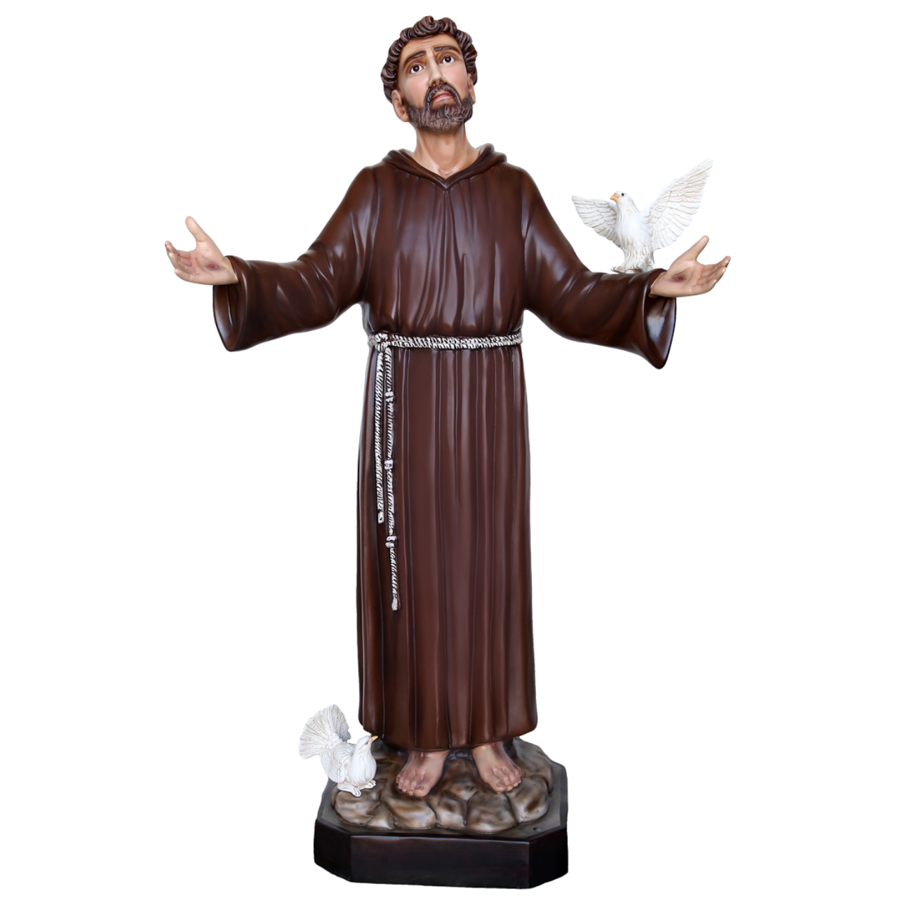 Statua San Francesco d'Assisi Braccia Aperte 130 cm in Vetroresina