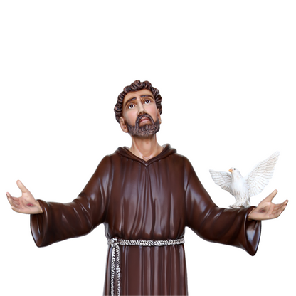 Statua San Francesco d'Assisi Braccia Aperte 130 cm in Vetroresina