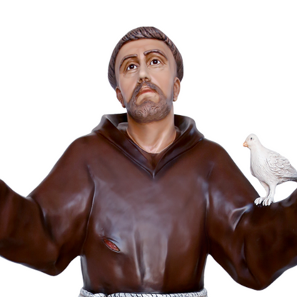 Statua San Francesco d'Assisi Braccia Aperte 175 cm in Vetroresina