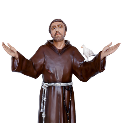Statua San Francesco d'Assisi Braccia Aperte 175 cm in Vetroresina