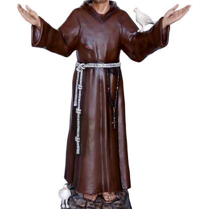 Statua San Francesco d'Assisi Braccia Aperte 175 cm in Vetroresina